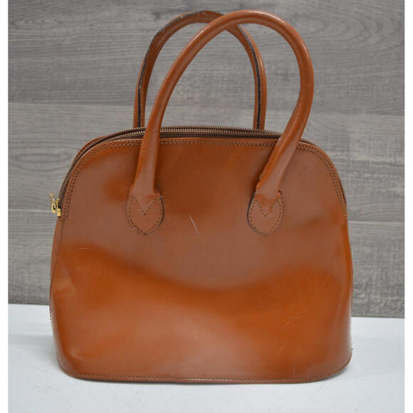 Cristian Genuine Leather Handbag Made in Italy Brown Tan Purse Horse Logo - Picture 4 of 9